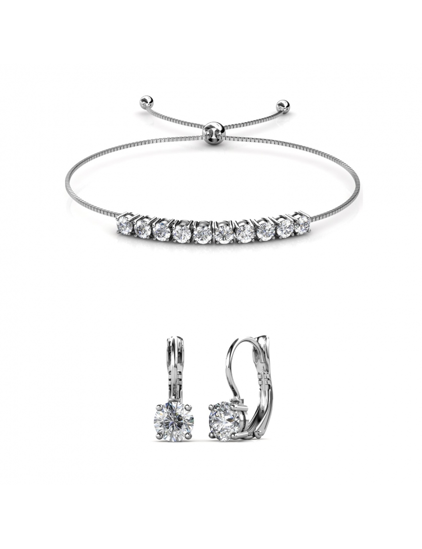 Thumbnail - Rundes Kristall Mia Set - Silber und Kristall