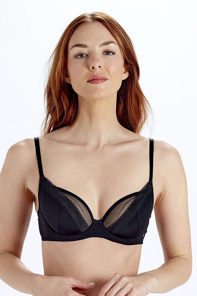Pretty Polly Womens Naturals Non Padded Underwired Bra - Black - Size 36FF