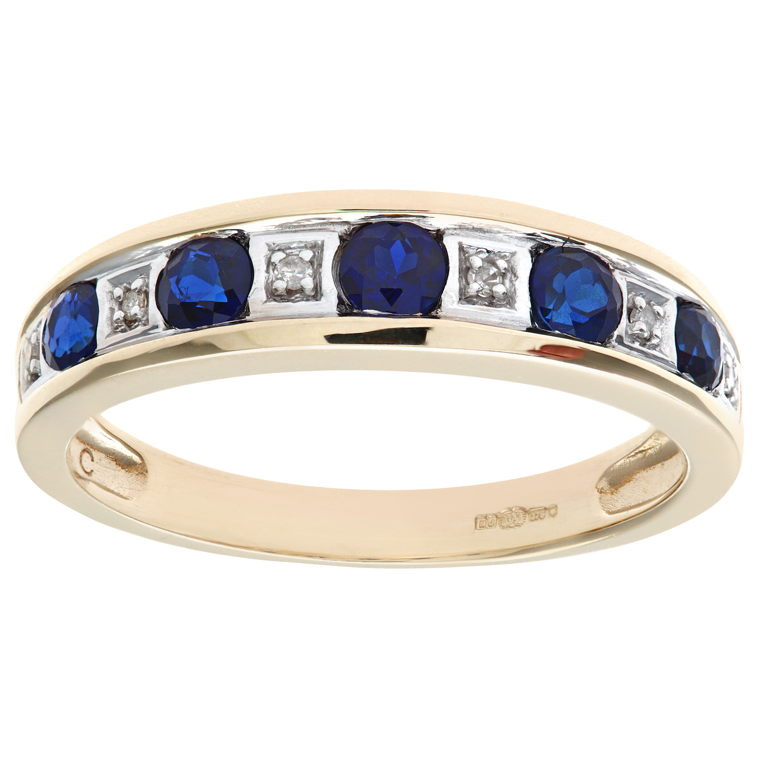 Diamant L’Eternel Womens Round Brilliant Sapphire and Diamonds 9ct Yellow Gold Eternity Ring – Size J