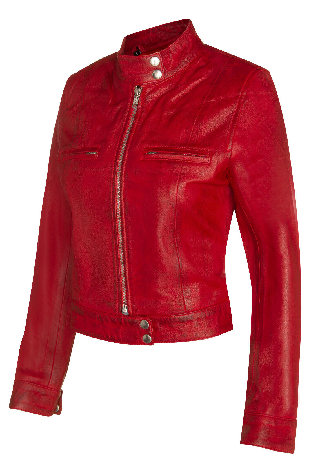 Infinity Leather Moto Bikerjacka i enfärgat läder för damer Braga – bild 2