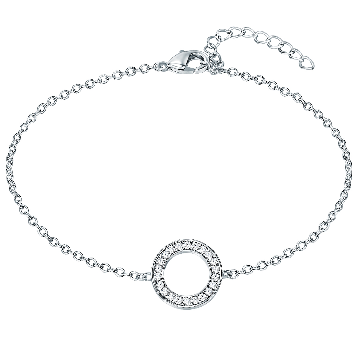 Rafaela Donata Womens Bracelet Sterling Silver Embellished With Swarovski Crystals White - Size 20 Cm