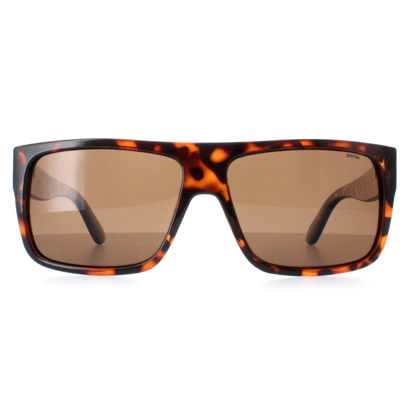 INVU Rectangle Mens Demi Tortoise Brown Polarized B2130 - One Size