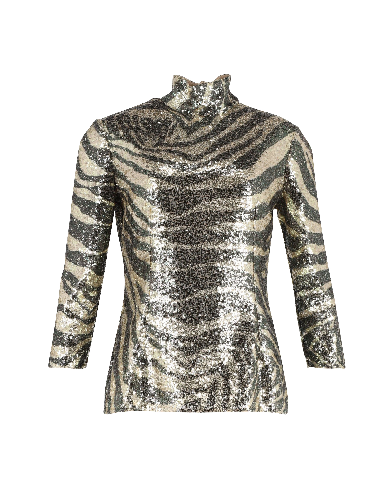 Dolce & Gabbana Zebra Tryck Turtleneck Topp i Flera Färger Paljetter