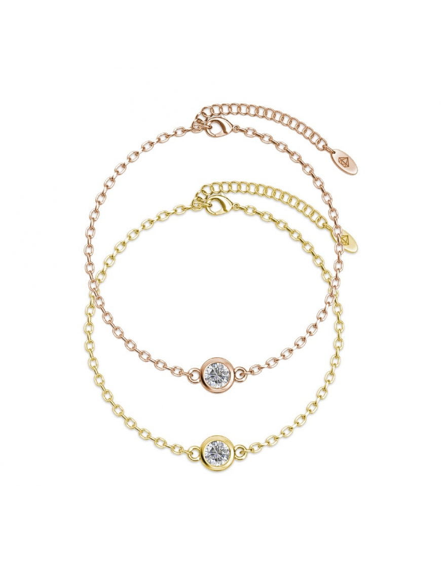 Myc Paris Guld Armband Med Födelsestenar - Rosé Och Kristall