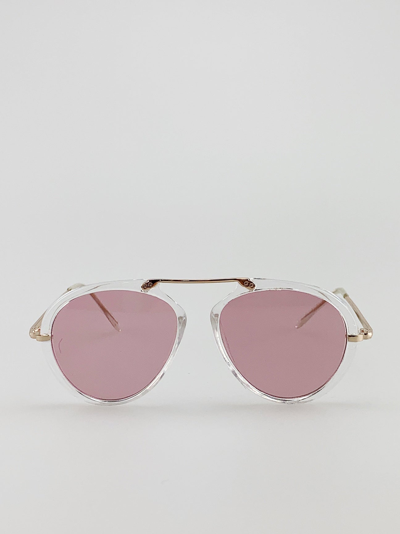 SVNX Women's Clear Frame Aviator Sunglasses in Black