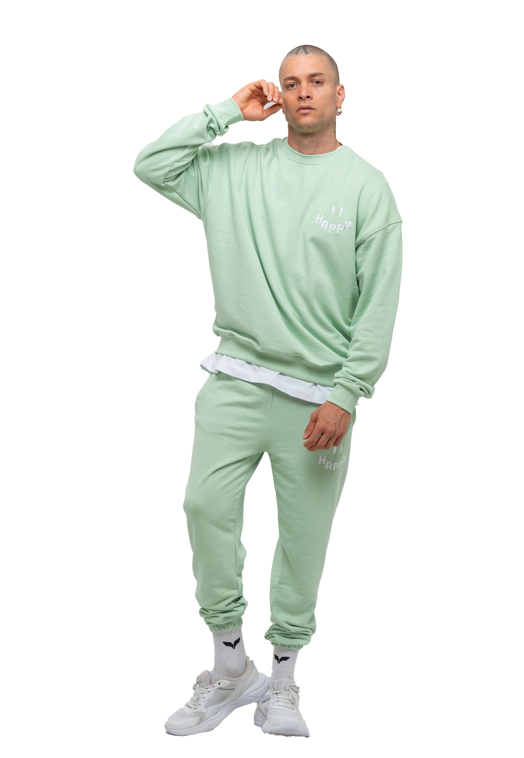 Thumbnail - Tom Barron Herren-Trainingsanzug-Set Happy mit Stickerei in Oversize