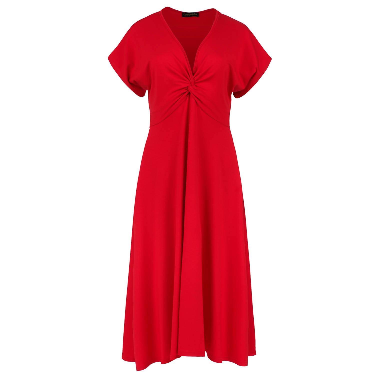 Thumbnail - Rotes Midikleid mit Knotenmuster