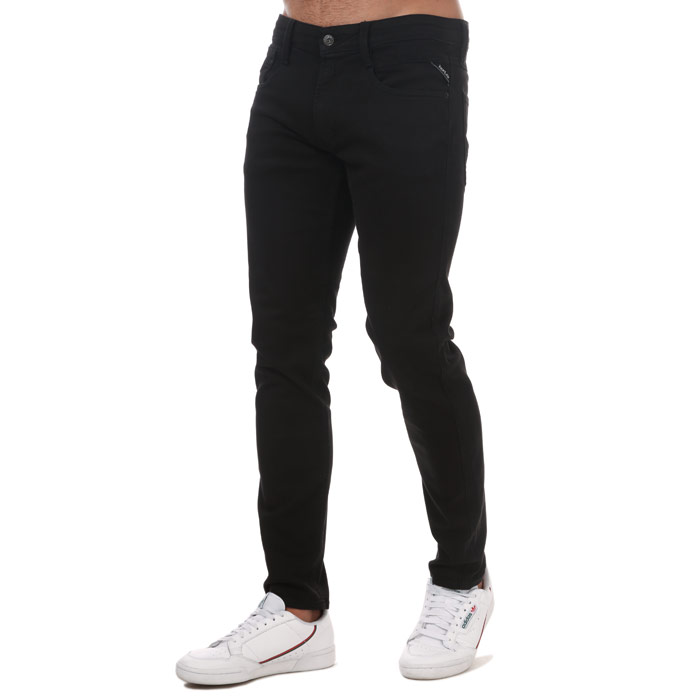 Jean Anbass Slim Fit Droit Replay Pour Homme En Noir