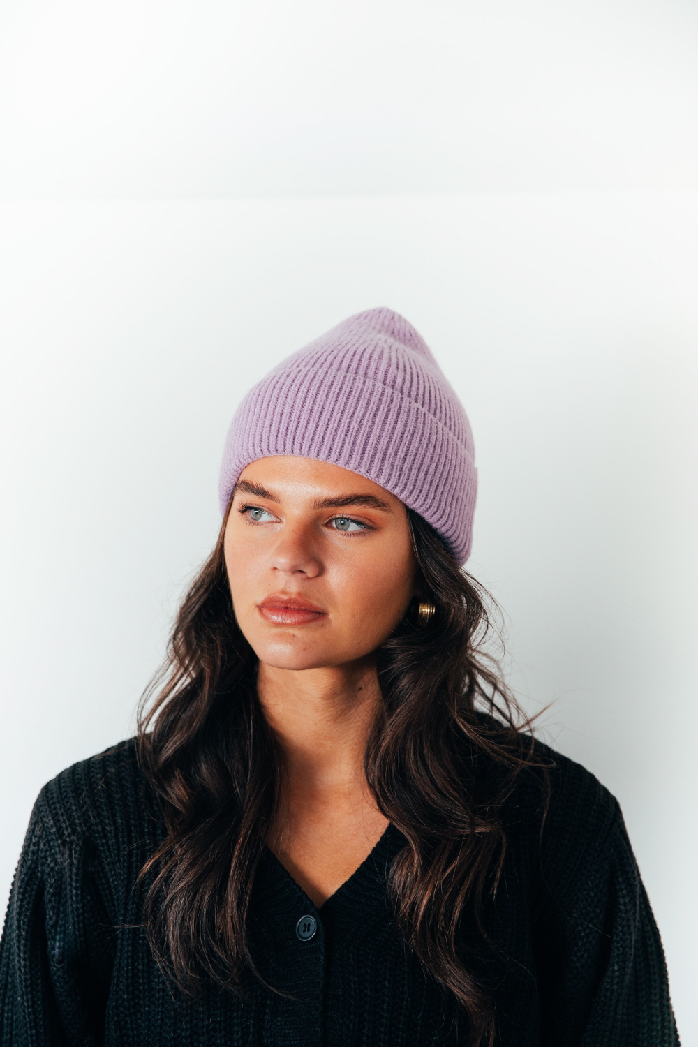 SVNX Unisex Ribbed Beanie Hat In Purple - Image 4