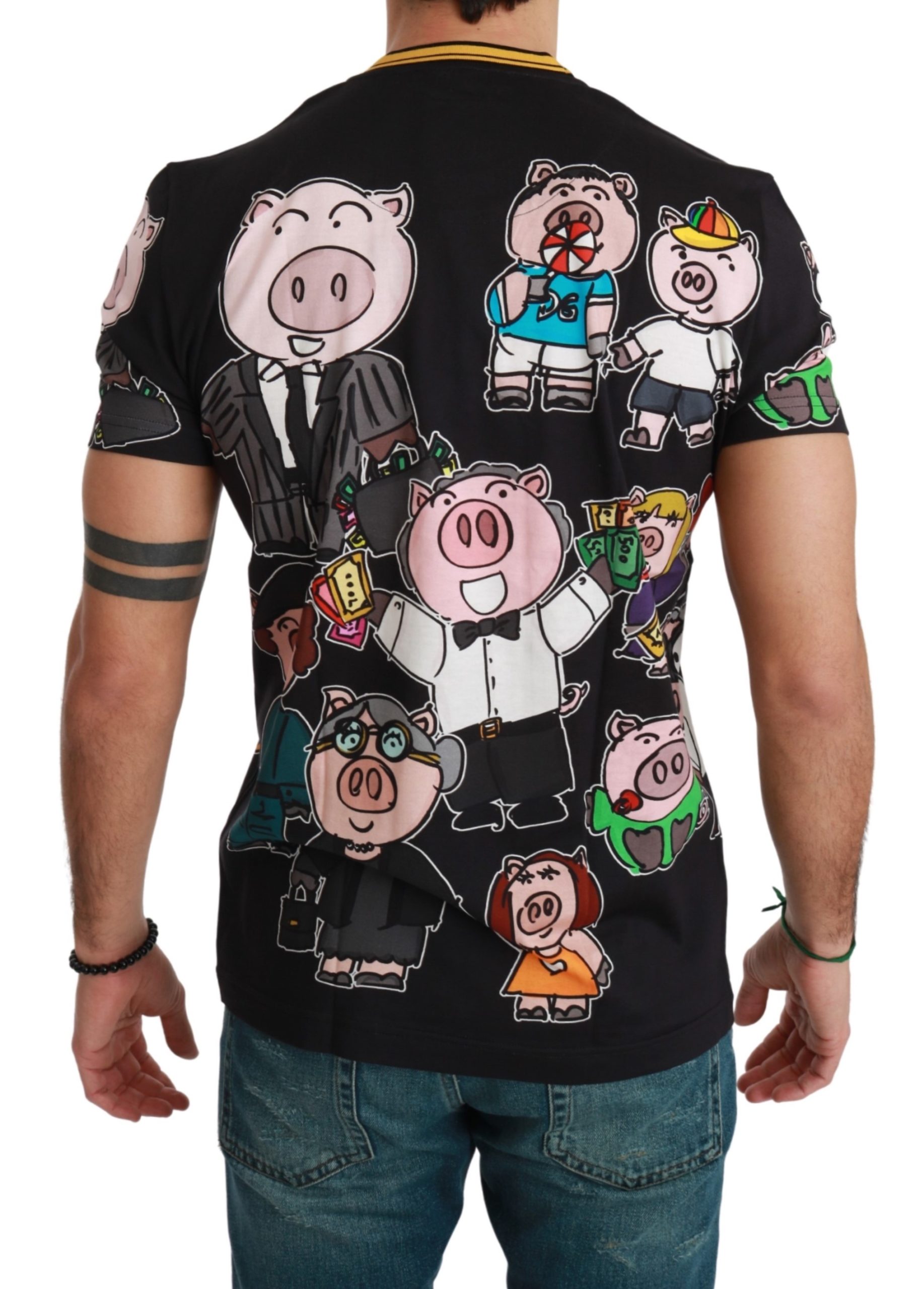 Dolce&Gabbana Svart Bomullstopp 2019 År av Grisen T-shirt herr – bild 2