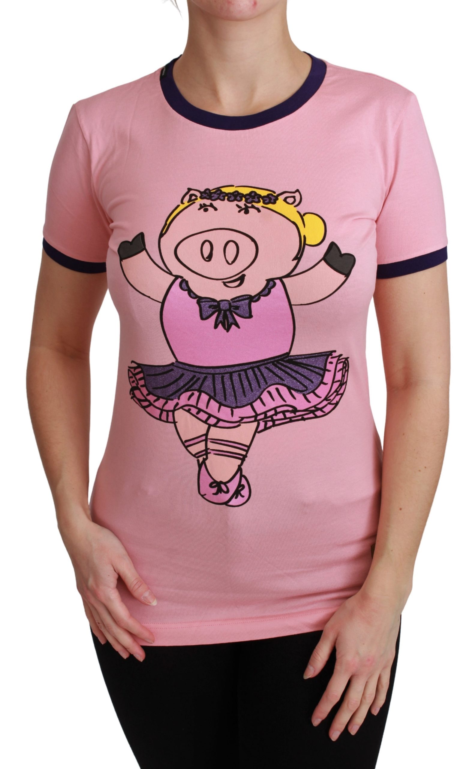 Thumbnail - Dolce & Gabbana Pink JAHRES DES SCHWEINS Baumwoll T-Shirt