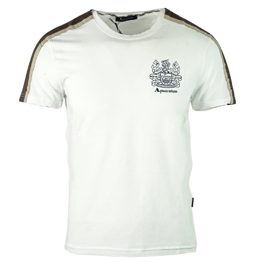 Thumbnail - Aquascutum Schulterstreifen Weißes T-Shirt