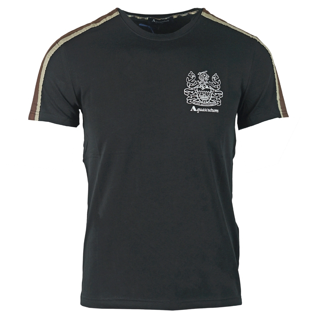 Thumbnail - Aquascutum Shoulder Stripe Black T-Shirt