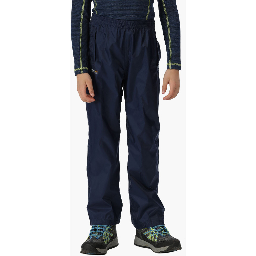 Regatta Boys & Girls Kids Pack It Lightweight Waterproof Overtrousers - Navy - Size 5Y - Image 4