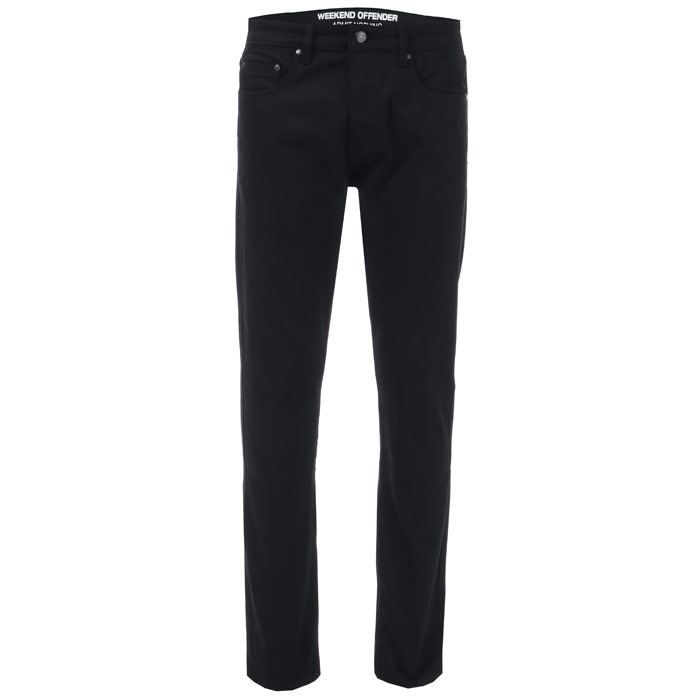 Weekend Offender Mens Tapered Fit Jeans in Black Cotton - Size 34W/30L
