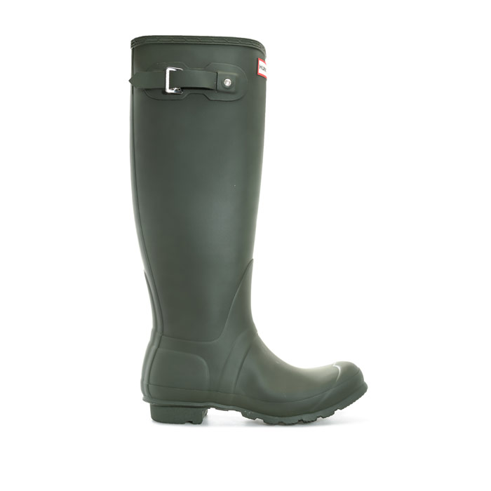 Hunter Womens Original Tall Wellington Boots in olive – Green Rubber – Size UK 6